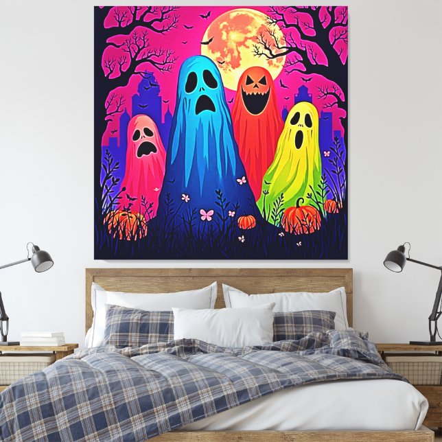 Toile Le design de la fête d'Halloween de Neon Ghosts (Insitu(Chambre))