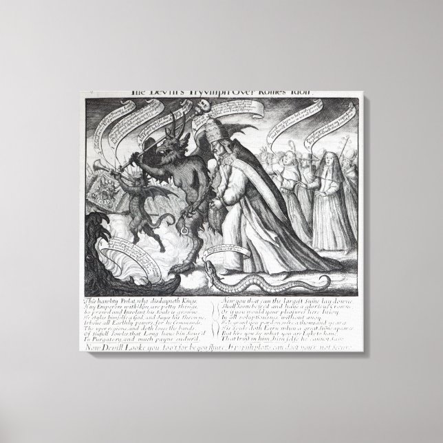 Toile Le diable qui dirige le pape en chaîne, 1680 (Recto)