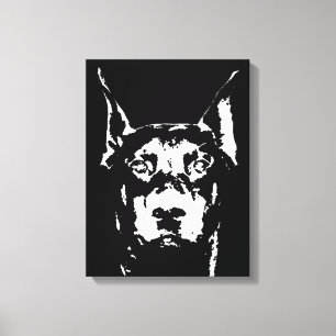Toile Le dobermann noir et le blanc ont enveloppé la