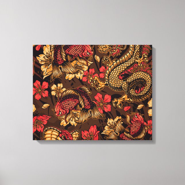 Toile Le dragon japonais koi motif. (Recto)