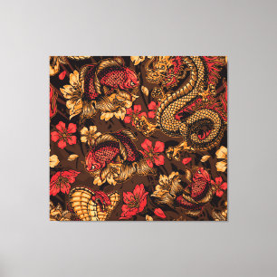 Toile Le dragon japonais koi motif.