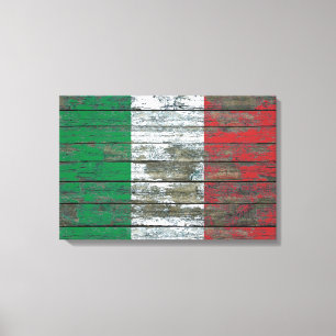 Toile Le drapeau italien sur le bois rugueux embarque