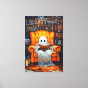 Toile Le fantôme des livres Cosy Halloween Library Scè