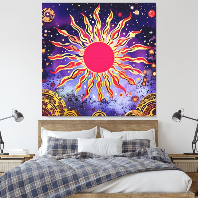 Toile "Le feu de la danse du Cosmos" Le Soleil (Insitu(Chambre))