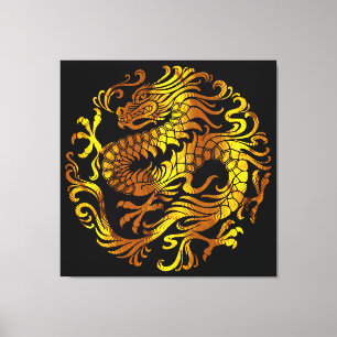 Toile Le feu d'or : l'engraving d'un dragon