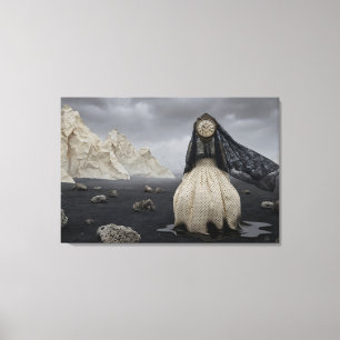 Toile Le Gardien du Temps Voilé : Paysage Surréaliste