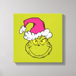 Toile Le Grinch avec un chapeau de Père Noël rose