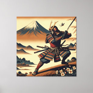 Toile Le guerrier de Samurai au Mont Fuji - Ukiyo-e Art