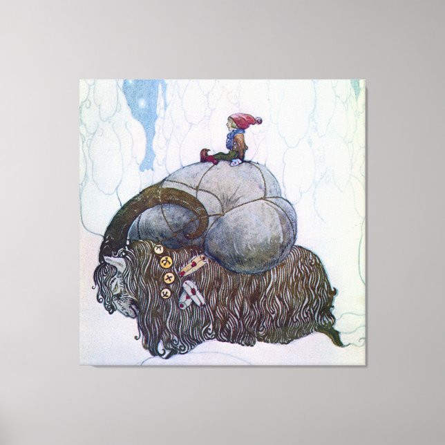 Toile « Le Julbock » Chèvre de Noël par John Bauer (Recto)