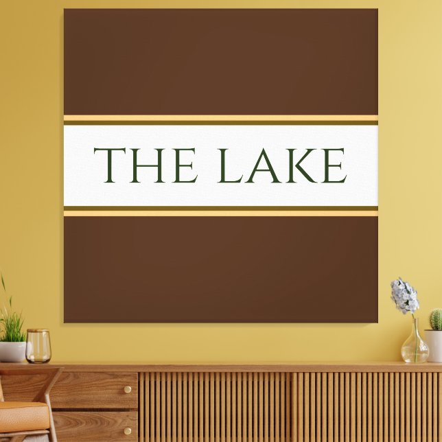 Toile LE LAC Bold Brown Blanc Orange Racing Stripes (Insitu(Salon))