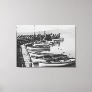 Toile Le lac Tahoe, CA - bateaux en bois le long de