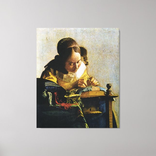 Toile Le Lacemaker de Johannes Vermeer (vers 1670) (Recto)