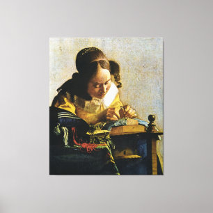 Toile Le Lacemaker de Johannes Vermeer (vers 1670)