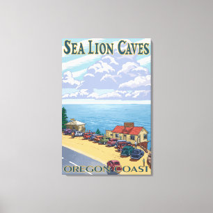 Toile Le lion d'OregonSea foudroie l'affiche de Vintage