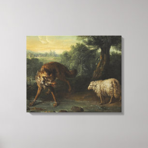 Toile Le loup et l'agneau (par Jean-Baptiste Oudry)