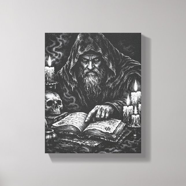 Toile Le Magicien Étudiant le Grimoire — par BurnsInHell (Recto)