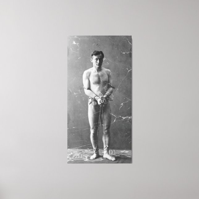 Toile Le Magicien Harry Houdini Debout Dans Les Chaînes (Recto)