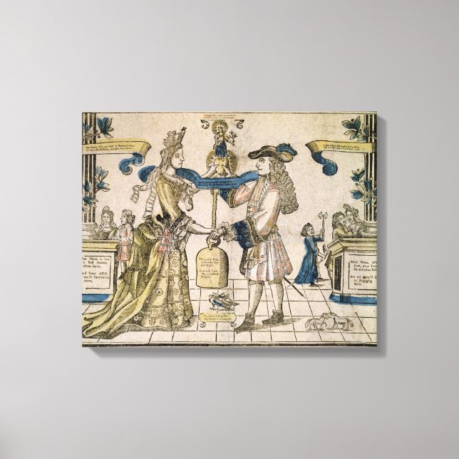 Toile Le mariage heureux (coupe de bois couleur pochoir) (Recto)