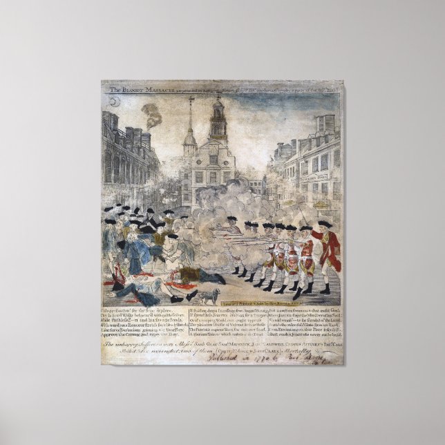 Toile Le massacre de Boston par Paul Revere 1770 (Recto)
