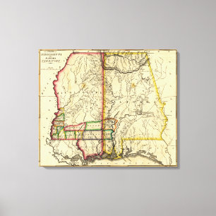 Toile Le Mississippi et carte d'AlabamaPanoramic