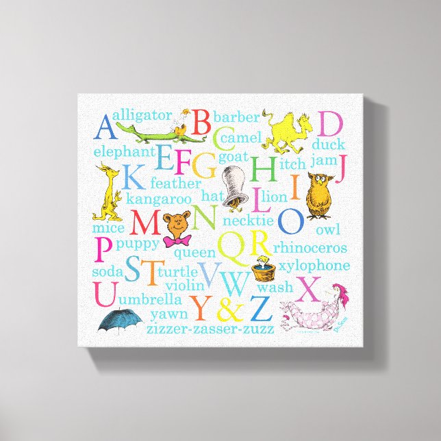 Toile Le modèle ABC de Dr Seuss avec des mots (Recto)