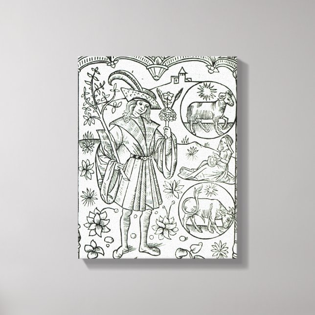 Toile Le mois d'avril avec des panneaux solaires astrolo (Recto)