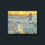 Toile Le moteur | Vincent van Gogh<br><div class="desc">Le Sower (1888) de Vincent van Gogh est une puissante peinture post-impressionniste qui représente un fermier semant des graines dans un vaste champ sous un ciel jaune radieux. L'oeuvre reflète l'admiration de Van Gogh pour le travail rural et sa fascination pour les cycles de la nature. La palette de couleurs...</div>