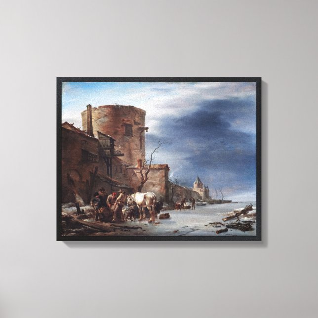 Toile Le Mur de la ville de Haarlem en hiver (Recto)