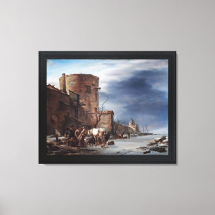 Toile Le Mur de la ville de Haarlem en hiver