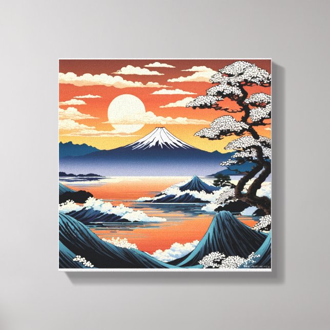 Toile Le paisible Mont Fuji au coucher du soleil (Recto)