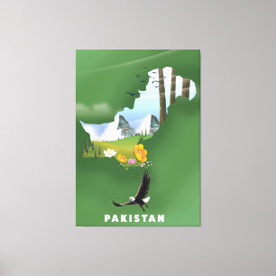Toile Le Pakistan a illustré une carte de voyage.