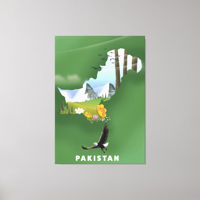 Toile Le Pakistan a illustré une carte de voyage. (Recto)