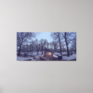 Toile Le parc de la ville enneigé en hiver le soir