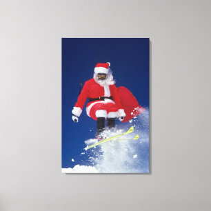 Toile Le père noël sur sauter de skis outre d'une
