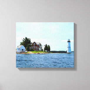 Toile Le phare d'île de roche, New York a enveloppé la