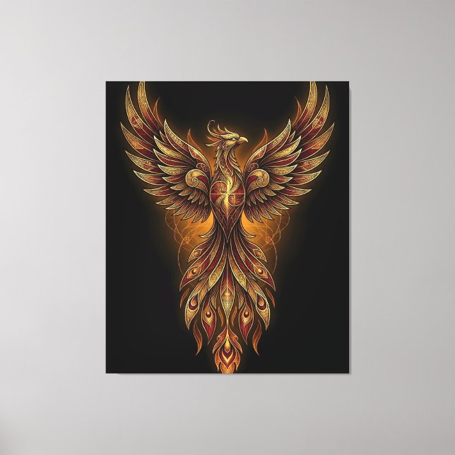 Toile "Le Phénix de Fibonacci — La Géométrie Sacrée en É (Recto)