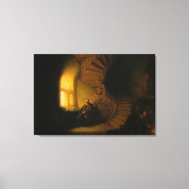 Toile Le Philosophe en méditation de Rembrandt (Recto)