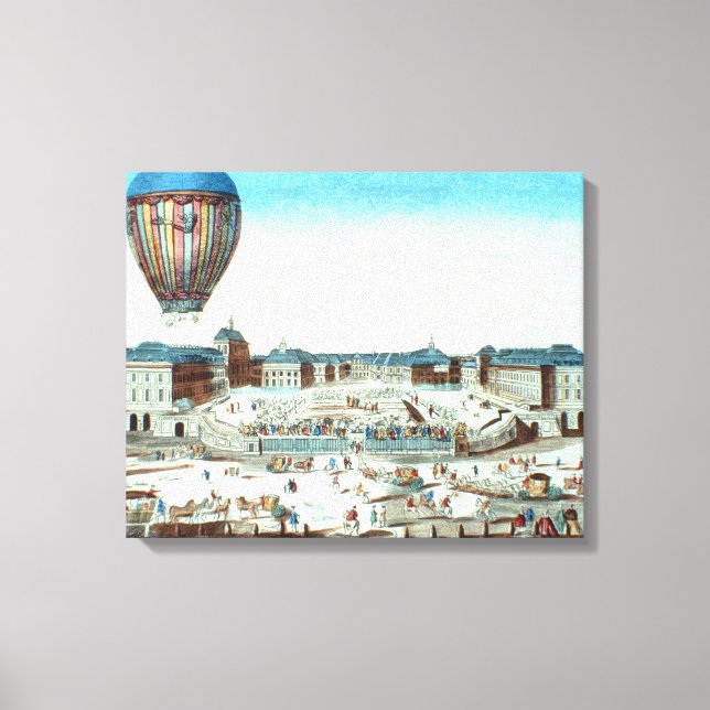 Toile Le premier vol du Pilatre du Rozier en plein air (Recto)