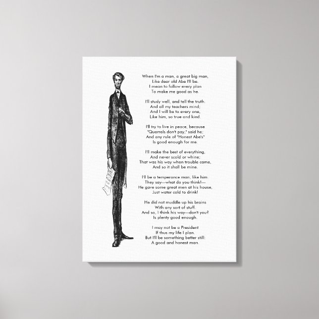 Toile Le Président Abraham Lincoln rend hommage au poème (Recto)