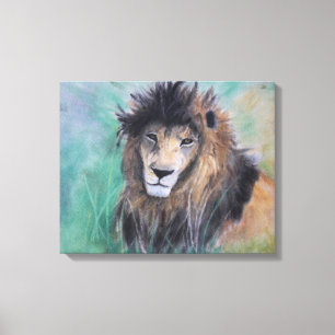 Toile Le regard fixe du lion