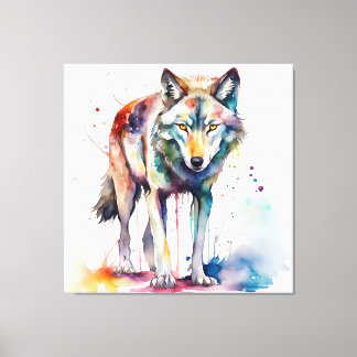 Toile Le rêve du loup d'aquarelle