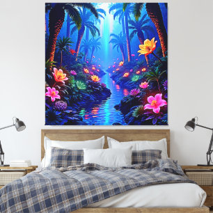 Toile Le rêve enchanté de la forêt de la rivière Vibrant