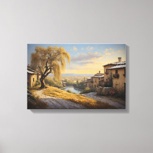 Toile Le Saule Doré au Coucher du Soleil