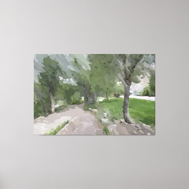 Toile Le sentier près de la rivière Wrapped Canvas (Recto)