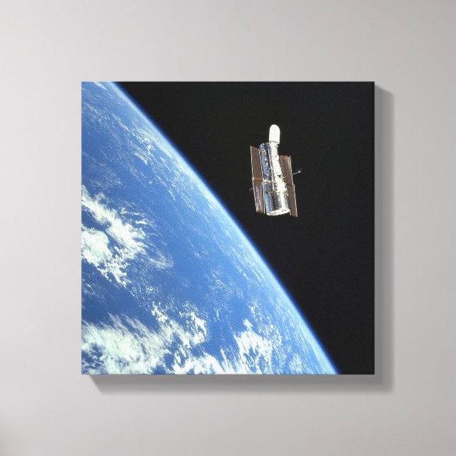 Toile Le télescope spatial Hubble avec une terre bleue (Recto)