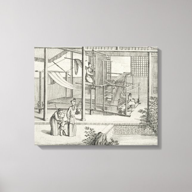 Toile "Le tissage des soies de fleurs", deux femmes au t (Recto)