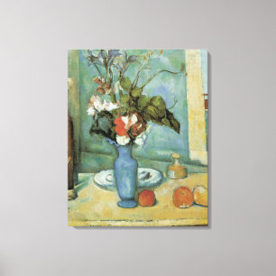 Toile Le Vase bleu (Fleurs et Fruits) de Paul Cézanne