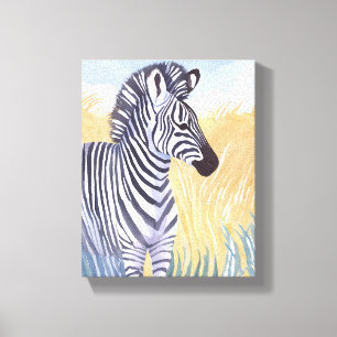 Toile Le Zèbre Animal de Safari Nature aquarelle