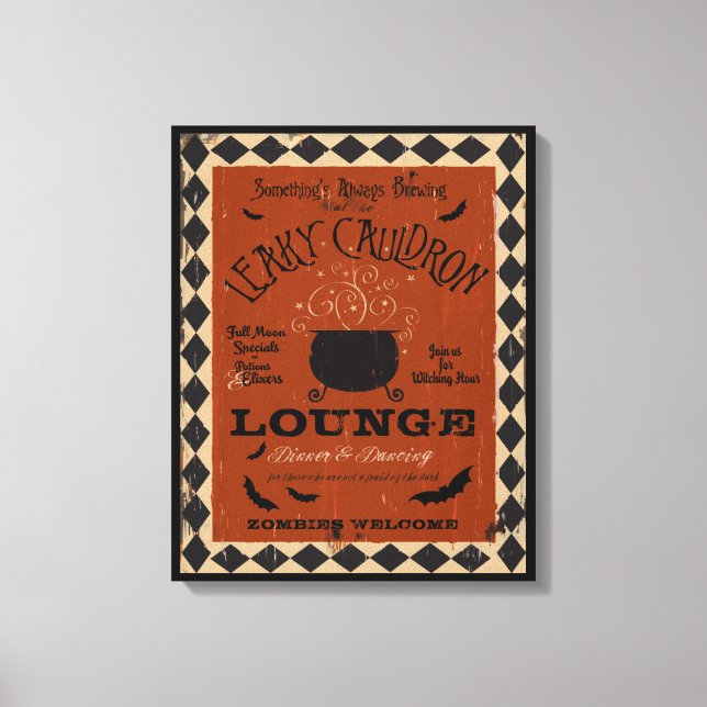 Toile Leaky Cauldron Lounge Mason Halloween Art (Recto)