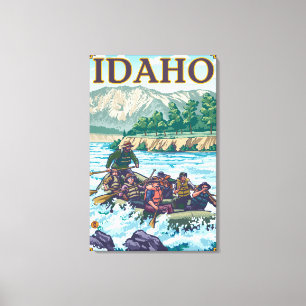 Toile L'eau blanche transportant par radeau - l'Idaho